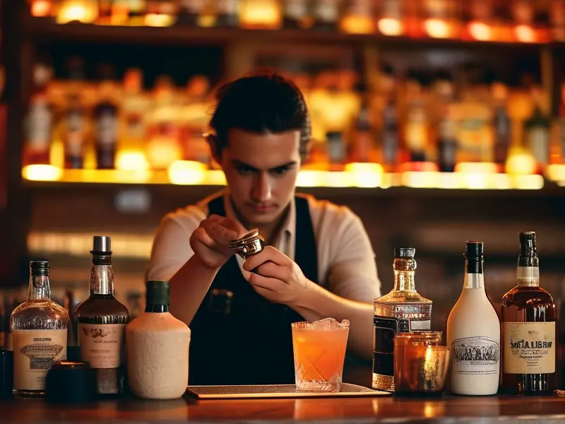 调酒师调制鸡尾酒的场景