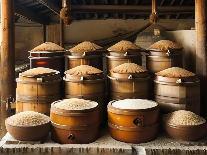 客家米酒传统酿造过程实拍