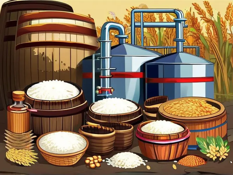 粮食酿酒过程示意图