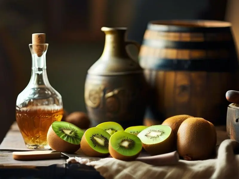 猕猴桃酿酒材料准备与操作步骤示意图