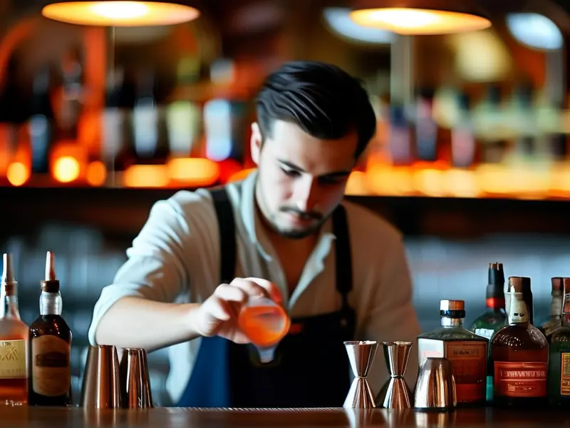 专业调酒师调制鸡尾酒