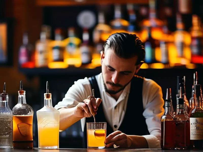 专业调酒师调制鸡尾酒