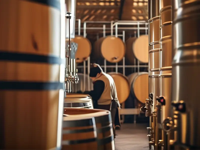 专业酿酒师检查发酵过程