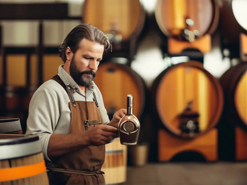 酿酒师检查发酵温度