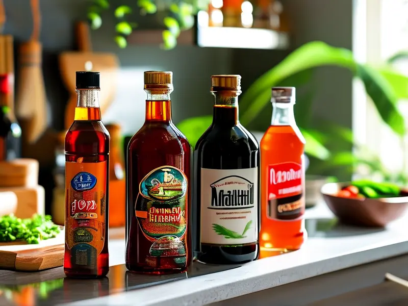 多种品牌的酿造料酒展示