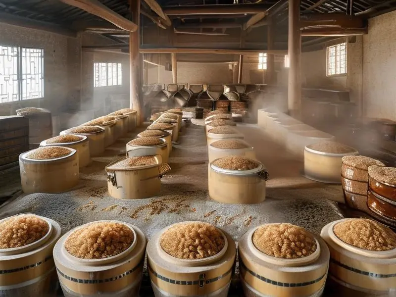 糯米白酒酿造过程示意图