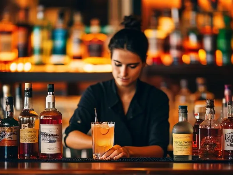 专业调酒师调制鸡尾酒