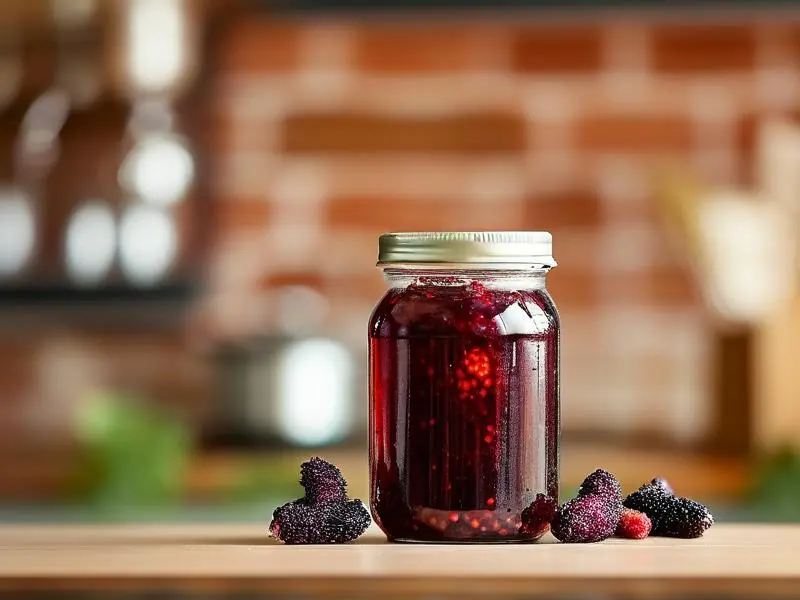 家庭自制桑葚酒原料与成品展示图