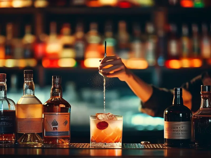 专业调酒师使用生命之水调制鸡尾酒