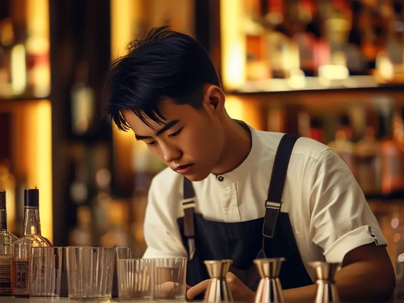 石家庄调酒师培训学校学员学习调酒