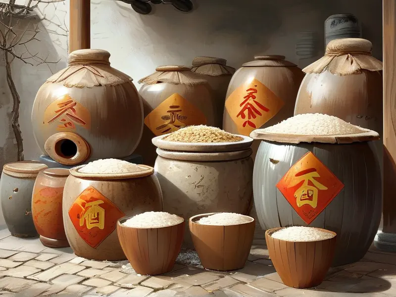 苏州冬酿酒传统制作原料展示