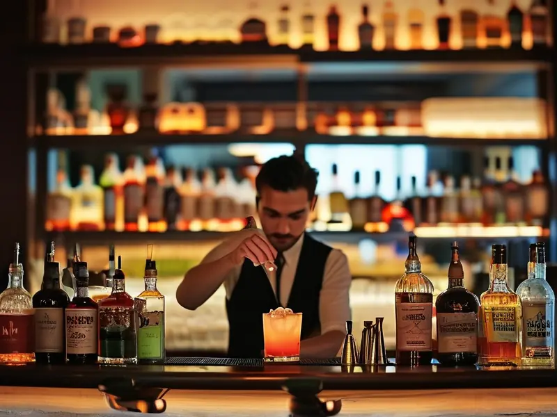 专业调酒师调制鸡尾酒