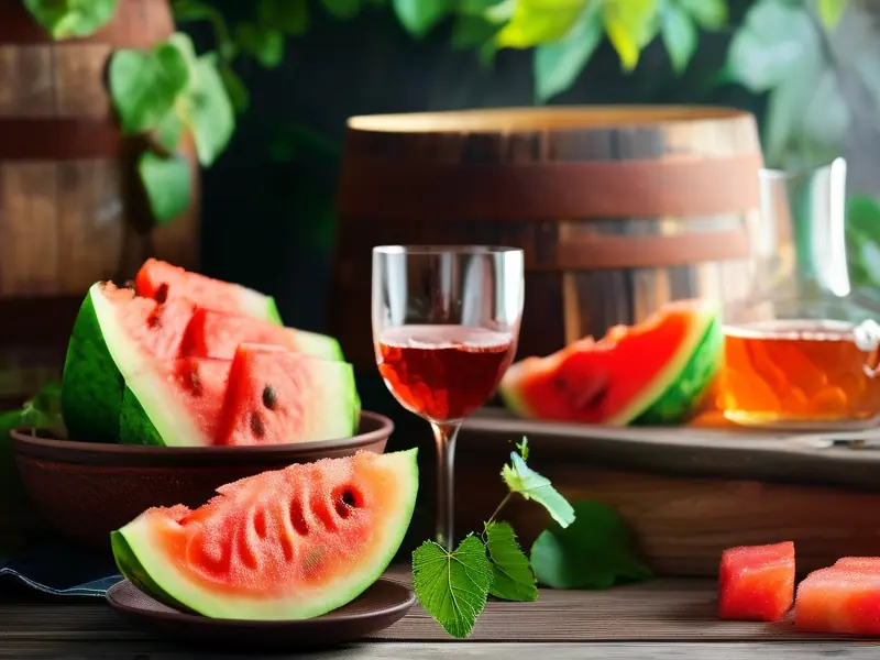 西瓜果酒酿制材料与器具展示