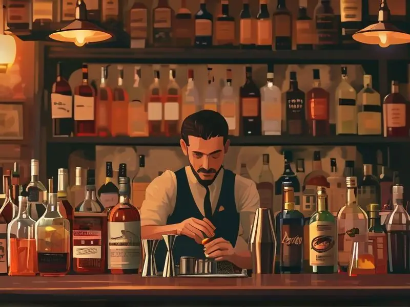 专业调酒师调制鸡尾酒