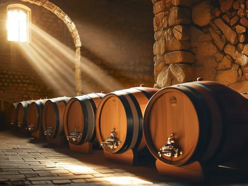 西班牙传统雪莉酒窖内景展示