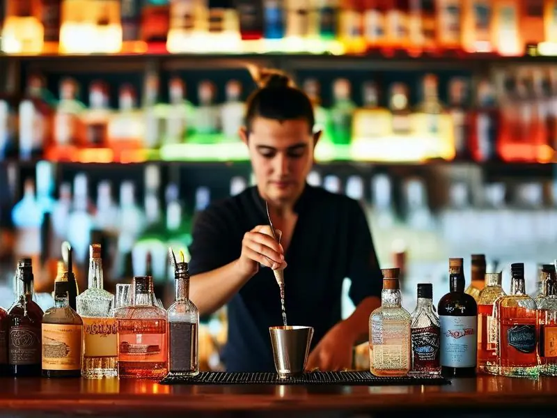 专业调酒师调制鸡尾酒现场