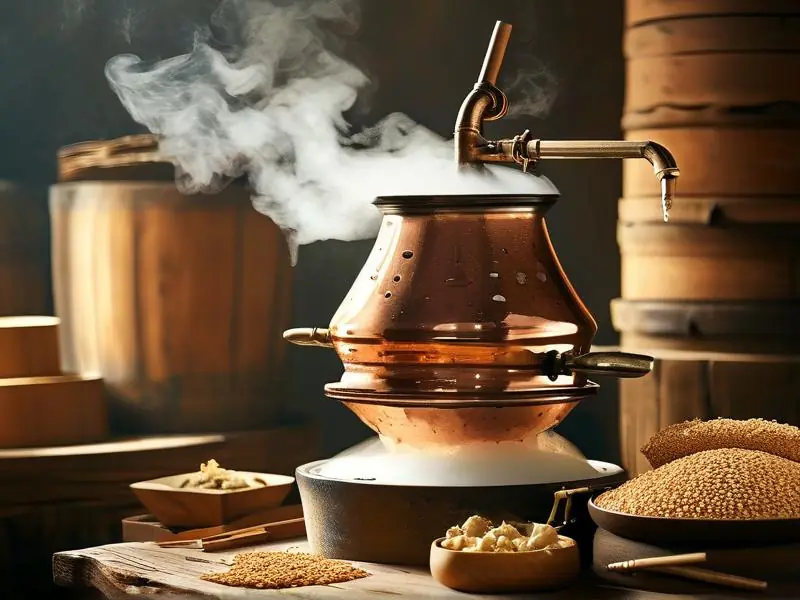 传统蒸馏器蒸馏高度酒过程实拍