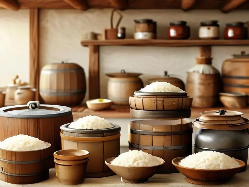 传统米酒酿制步骤示意图