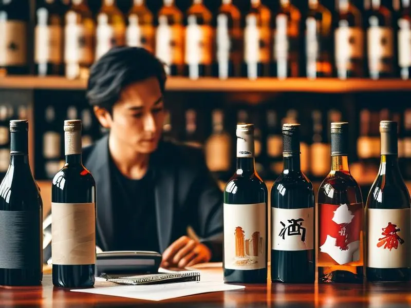 创业者查看白酒样品，准备开展白酒生意