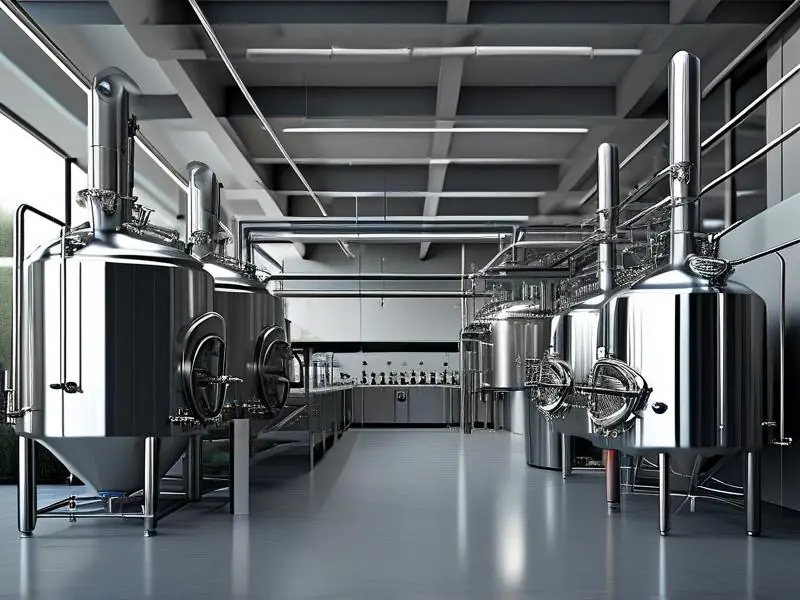 不锈钢整套酿酒设备生产线实景图