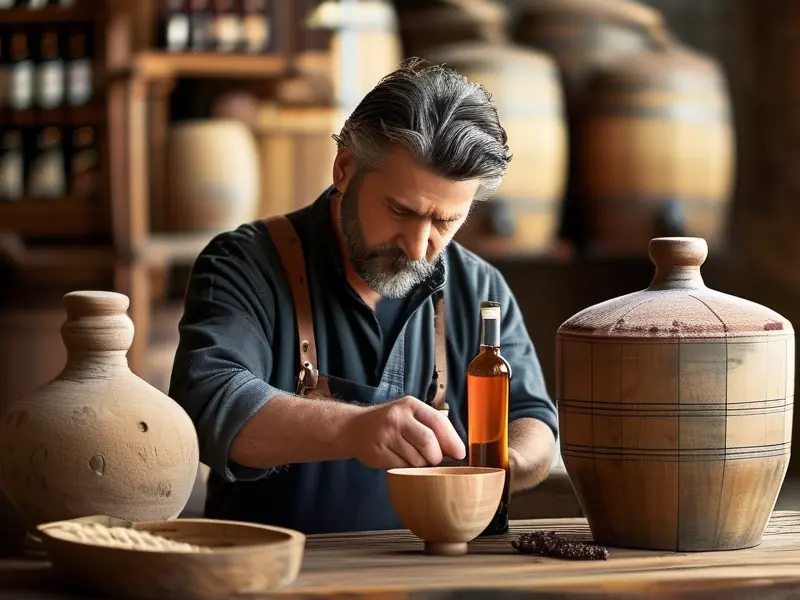 酿酒师调配养生酒配方的场景
