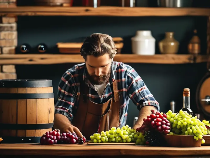 自酿葡萄酒过程视频中的实际操作场景