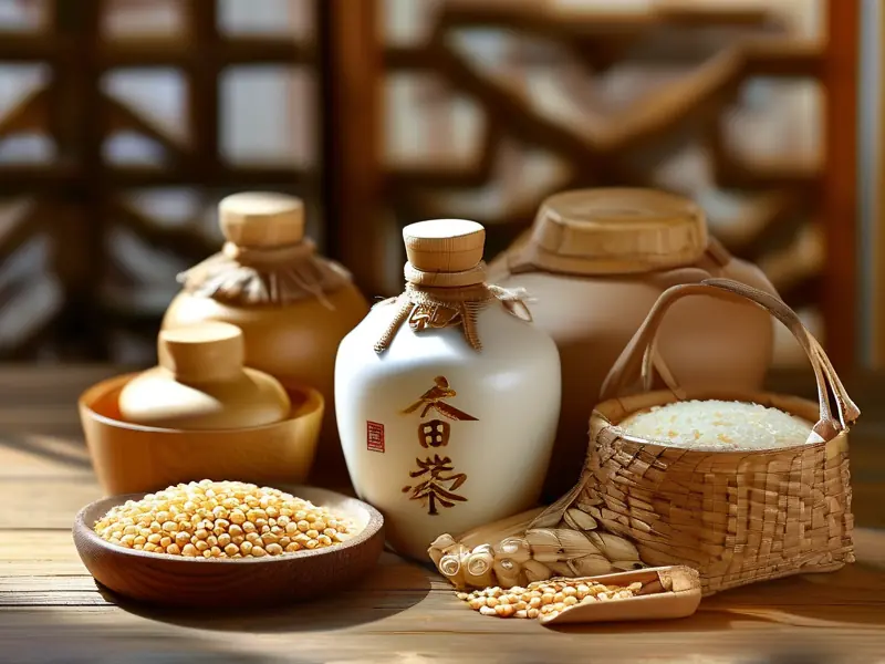白酒酿造原料展示：高粱、玉米、小麦等