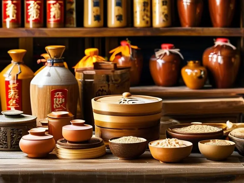 不同种类的传统酒曲展示