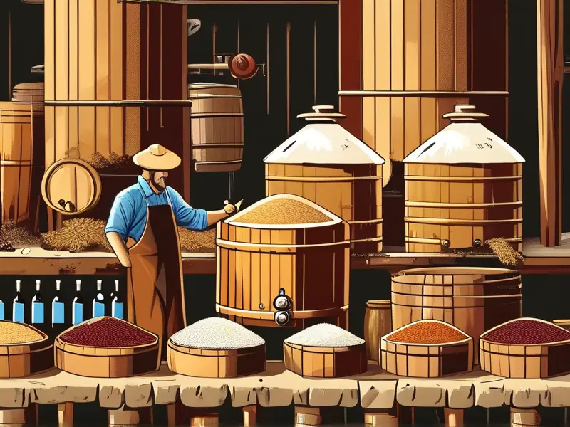 100斤粮食与酿出酒液的实物比例展示图