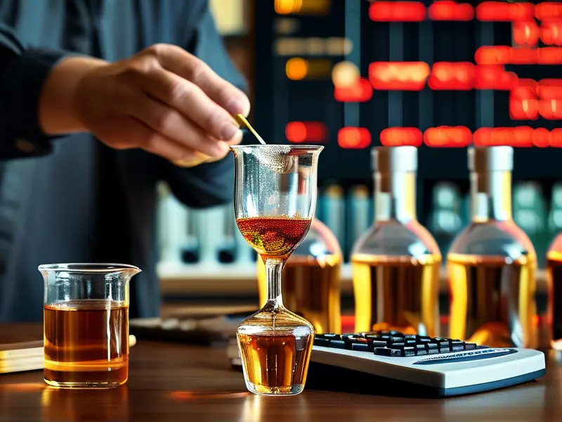 酿酒师演示65度白酒勾兑成52度的实际操作过程