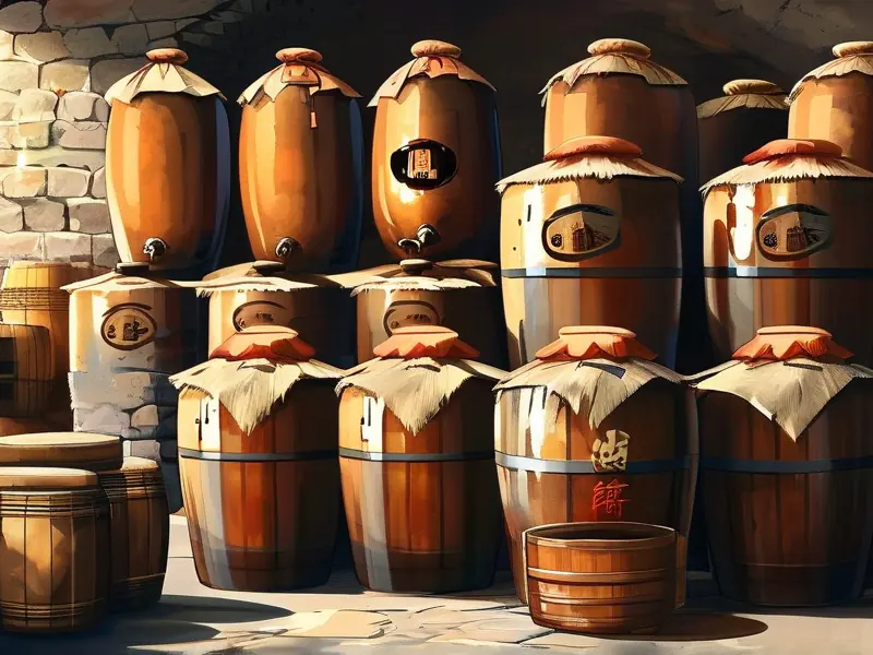 白酒在陶坛中陈化的过程示意图