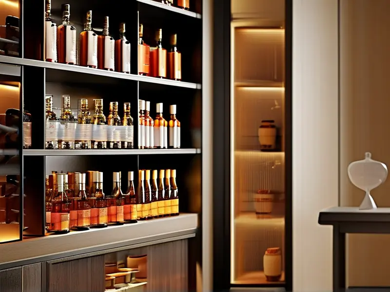 优质白酒收藏展示在恒温酒窖中