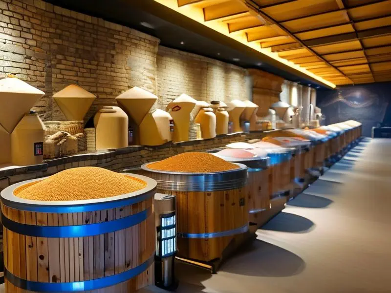 白酒酿造过程与粮食原料展示
