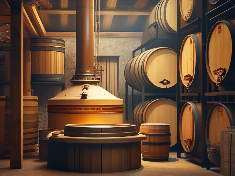 百年纯粮酿造酒的传统工艺展示