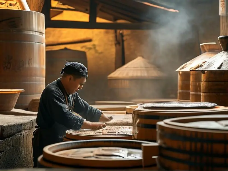 重庆传统酿酒作坊工作场景