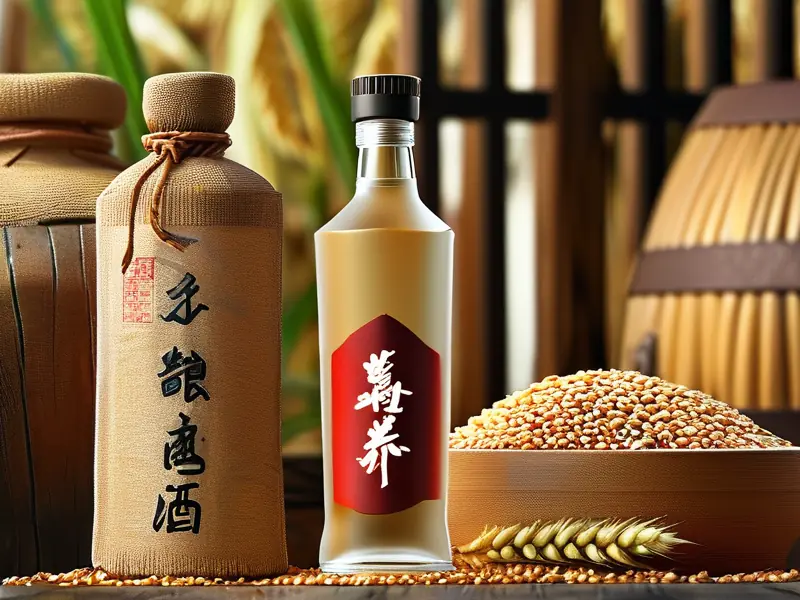 纯粮酿造的白酒原料与成品展示