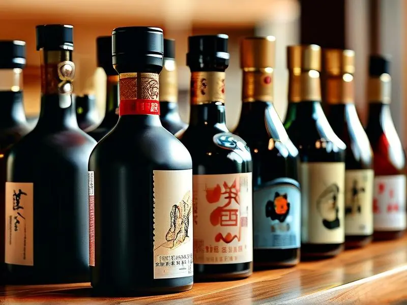 纯粮酿造酒瓶身标签细节展示