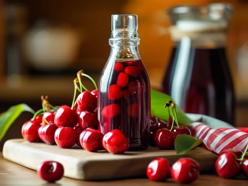 大樱桃泡酒原料与成品展示图