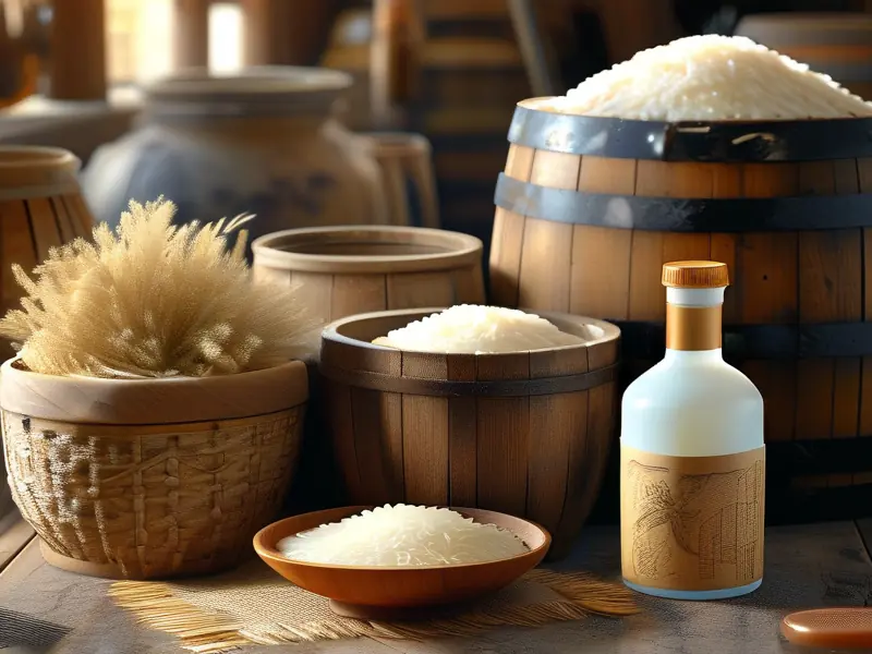 大米酿酒工具与成品展示