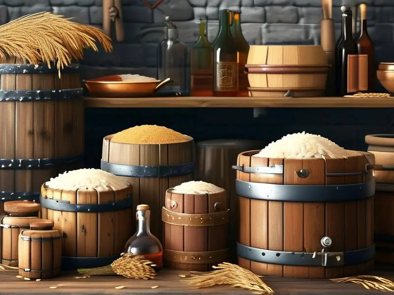 大米酿白酒制作工具及过程示意图