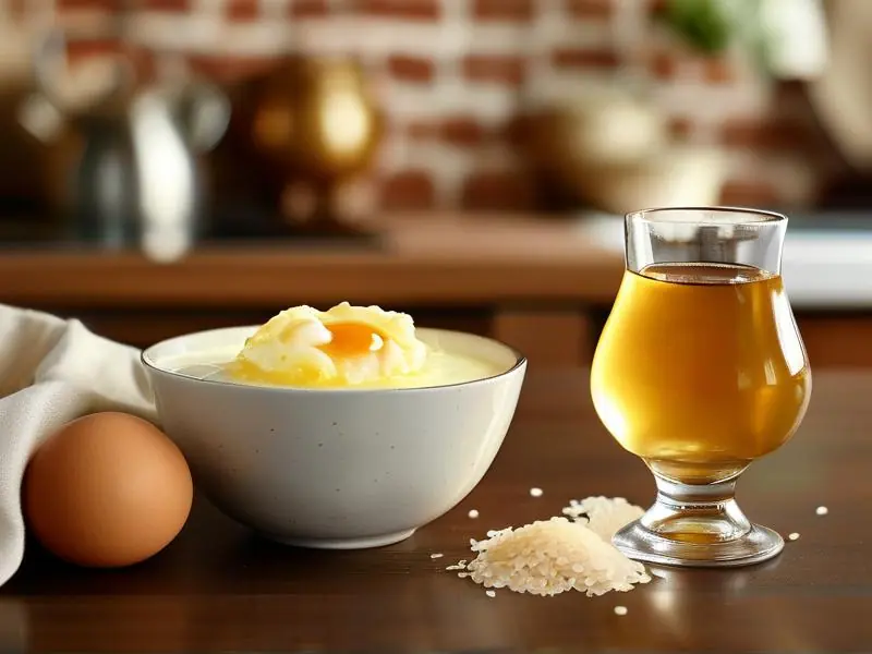自制蛋酒的材料与成品展示