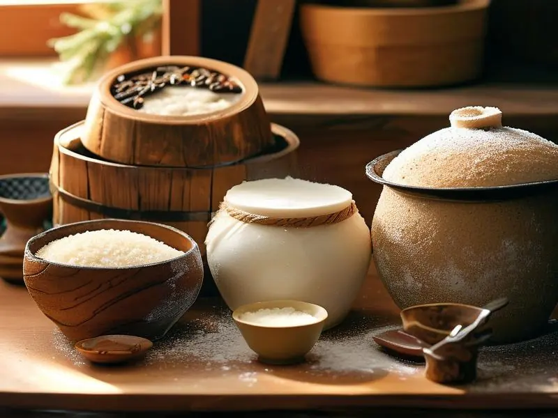 冬天家庭制作糯米甜酒的过程展示