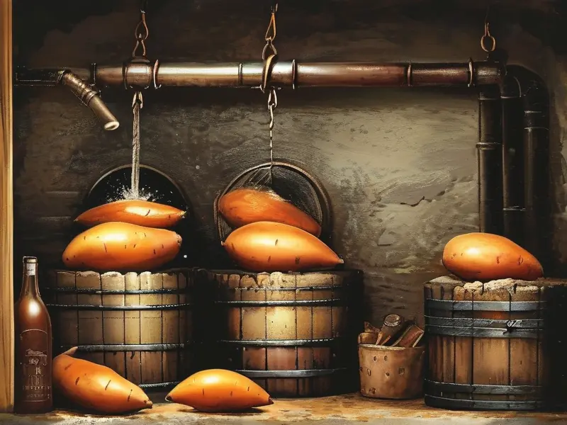 家庭自制番薯酿酒步骤示意图