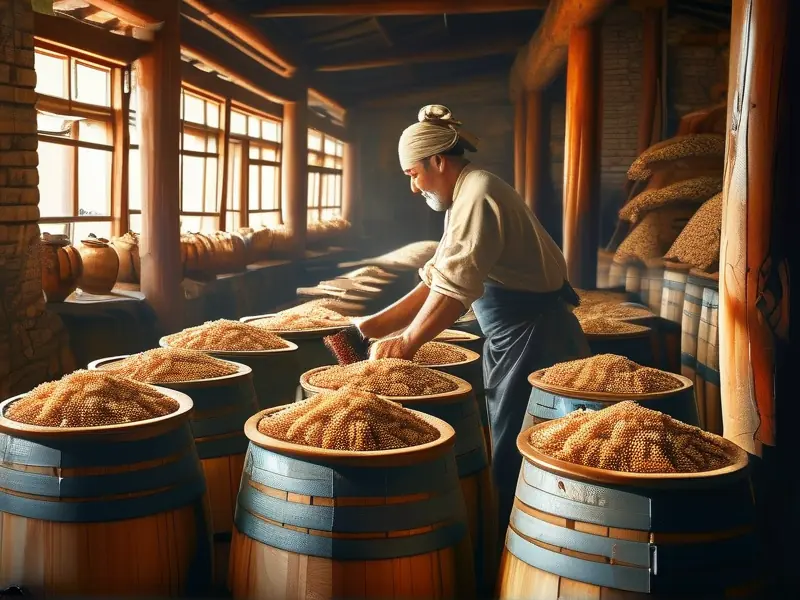 高粱酒传统酿造过程展示