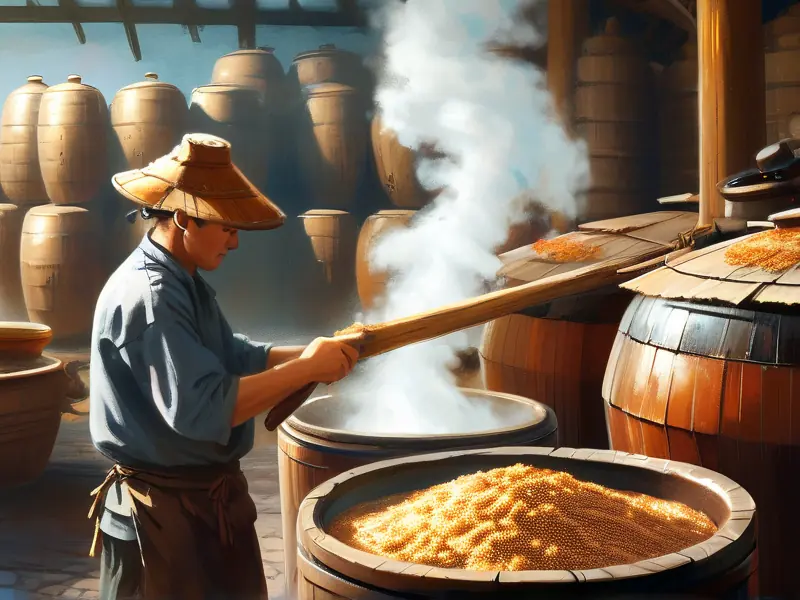 传统高粱酒酿造过程展示