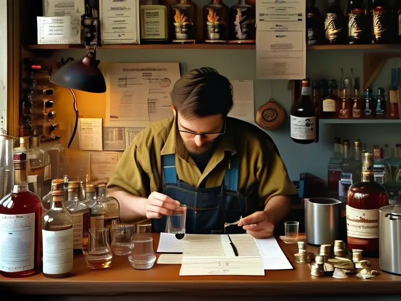 个人在家酿酒及办理相关手续的场景