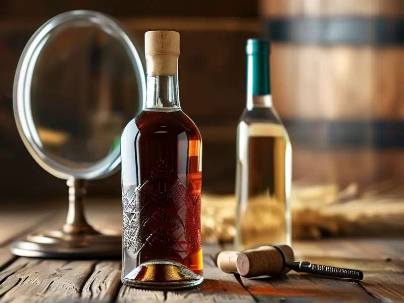 勾兑酒与纯粮酒对比鉴别示意图