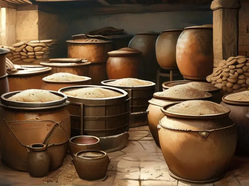 古代人酿酒的传统工艺场景