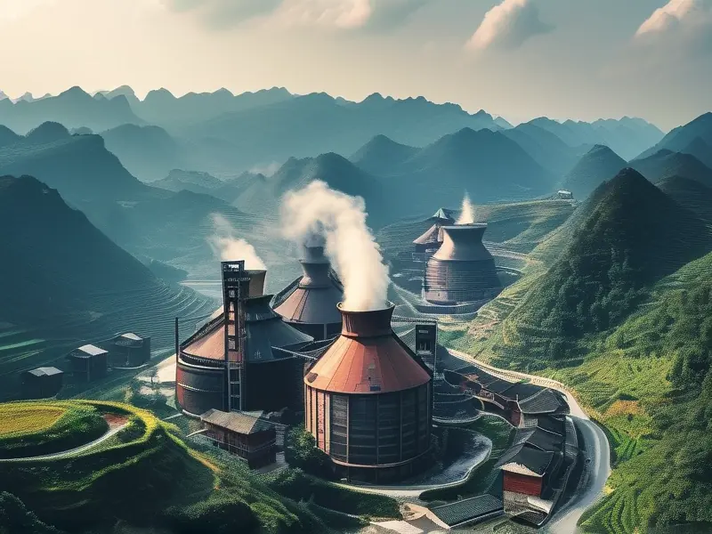 贵州山水与酿酒厂全景展示