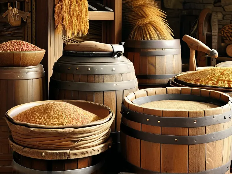 古代酿酒原料和工具展示